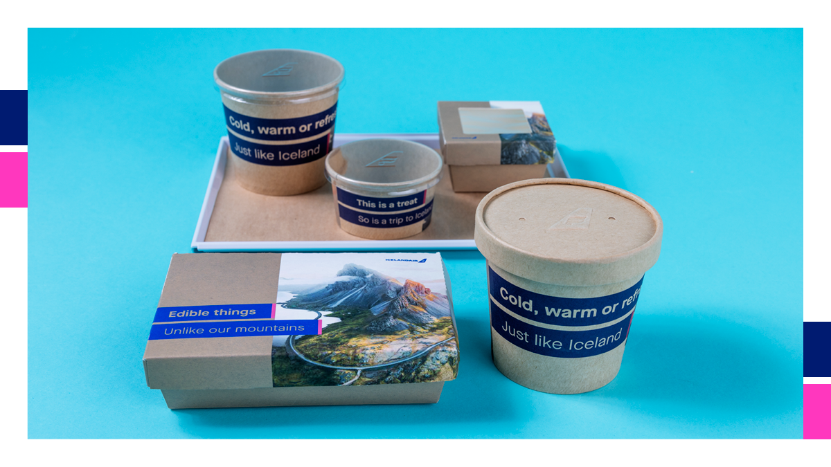 Photo of new environmentally friendly cardboard packaging for onboard meals
