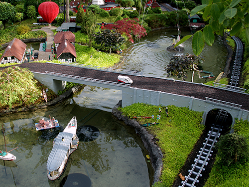 A birds eye view of the harbor at Babbacombe Model Village 