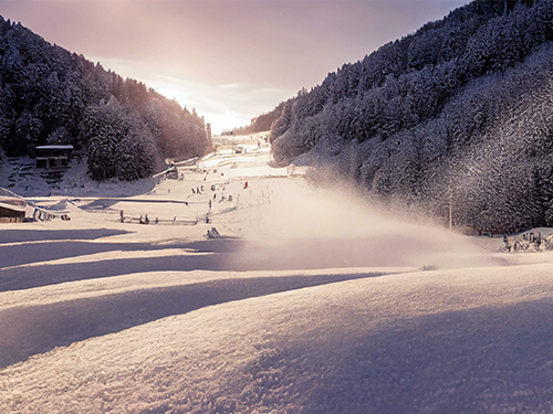 Skiiers make their way down one of the many ski resorts surrounding the Verona area