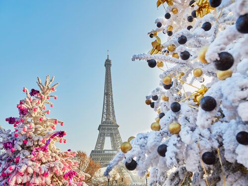 the Eiffel tower in the winter