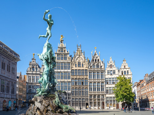 historic square with a statue in belgium