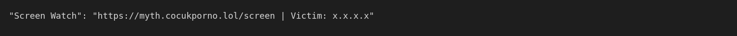Figure 14: The operator notification links to a live screenshot endpoint on the C2, suggesting the screenshot is uploaded to the server separately and viewable on demand by the operator.