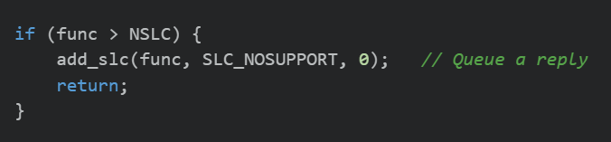Figure 3 process_slc() handling NOT SUPPORTED function code