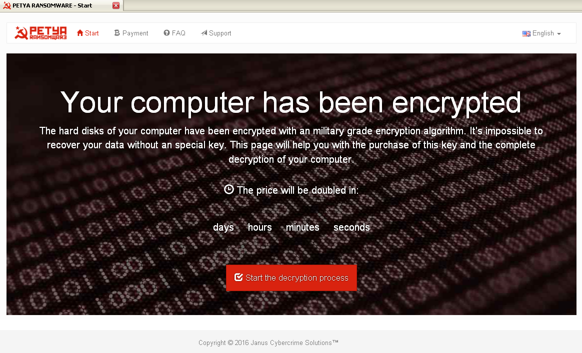 Petya Ransomware encrypts the MBR (Mar 30, 2016)