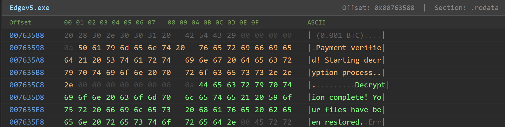 Figure 4. Strings show the message that will be printed once a bitcoin payment has been received.