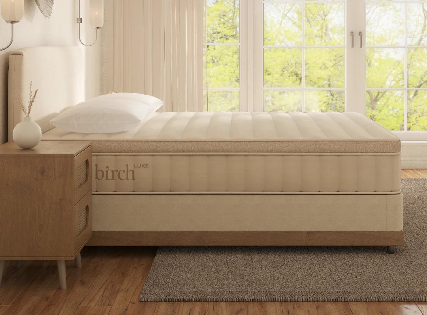 Birch Luxe organic mattress top detail — on display in our Cleveland showroom