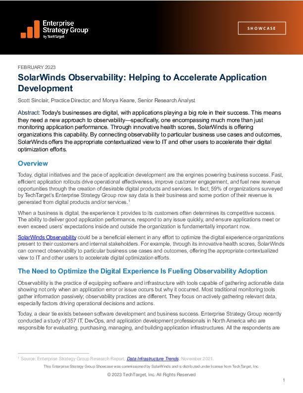 SolarWinds Observability Helping to Accelerate Application Development - pdf preview SolarWinds Observability Helping to Accelerate Application Development - pdf preview