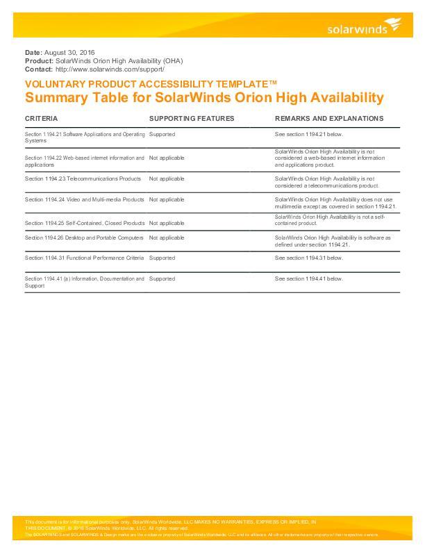VPAT Orion High Availability - pdf preview