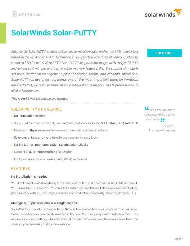 Solar-PuTTY Datasheet - pdf preview Solar-PuTTY Datasheet - pdf preview
