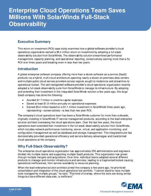 Enterprise Cloud Operations Team Gains 5x ROI Over Three Years - pdf preview Enterprise Cloud Operations Team Gains 5x ROI Over Three Years - pdf preview