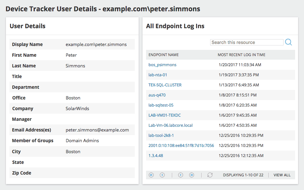 Network User Device Tracking Software