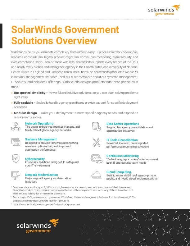 SolarWinds Government Solutions Overview - pdf preview SolarWinds Government Solutions Overview - pdf preview