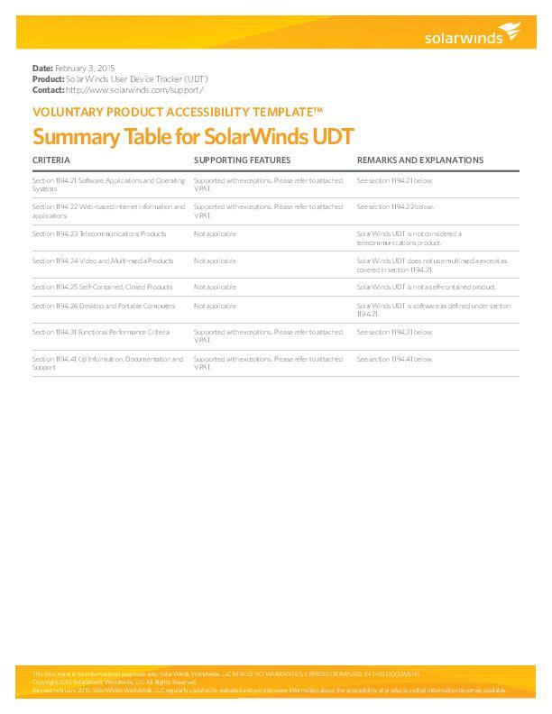 Datasheet VPAT User Device Tracker (UDT) - pdf preview