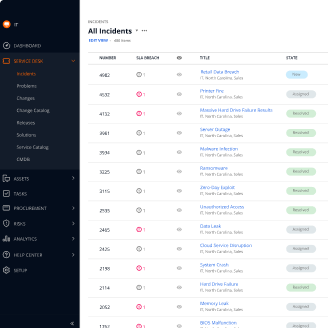 Service Management Screenshot