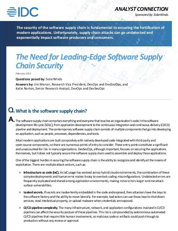 The Need for Leading-Edge Software Supply Chain Security - pdf preview