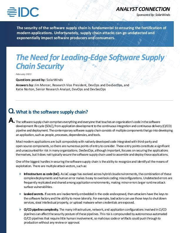 The Need for Leading-Edge Software Supply Chain Security - pdf preview The Need for Leading-Edge Software Supply Chain Security - pdf preview