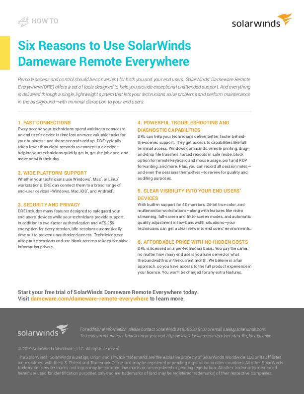 Six Reasons to Use SolarWinds Dameware Remote Everywhere 