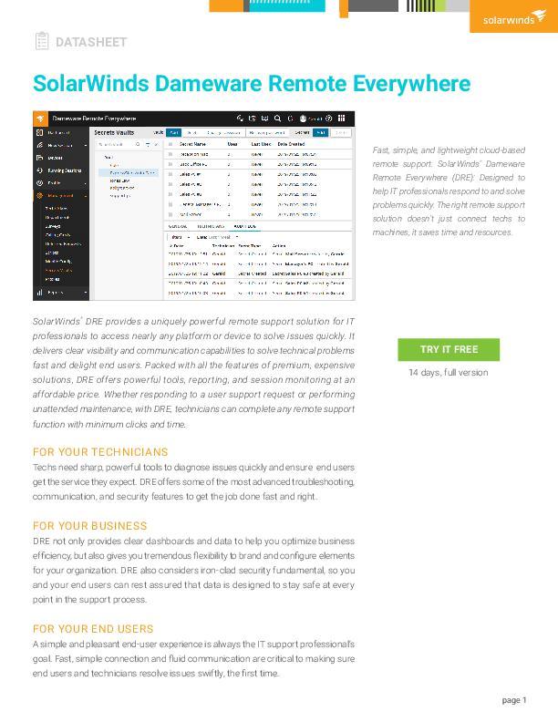 Dameware Remote Everywhere Datasheet - pdf preview