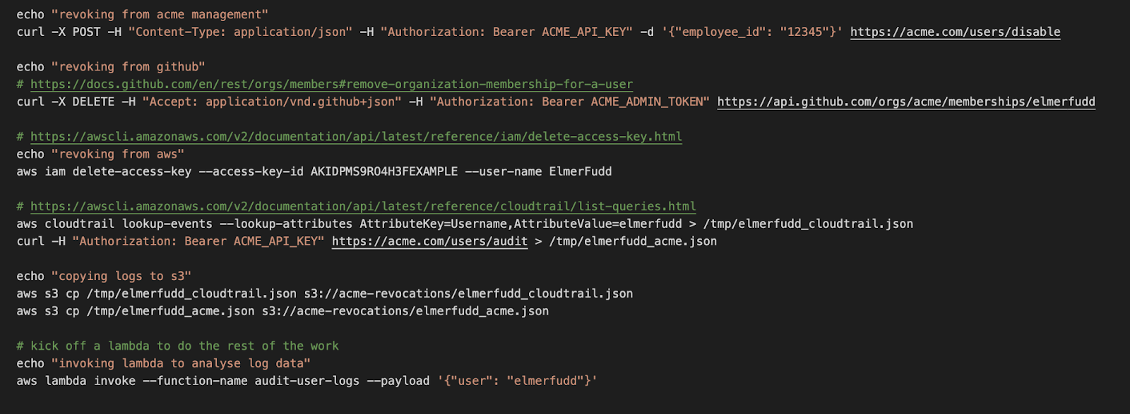 A script that can automate our example runbook.