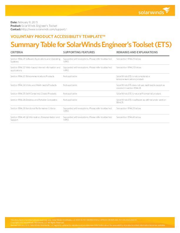 Datasheet VPAT Engineer's Toolset - pdf preview