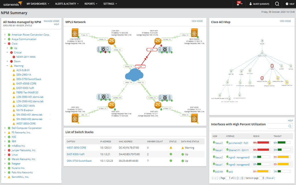 Network Bandwidth Analyzer - Bandwidth Monitor - Embedded Tree Menu - Network Performance Monitor Tree Menu Tab 0 Image