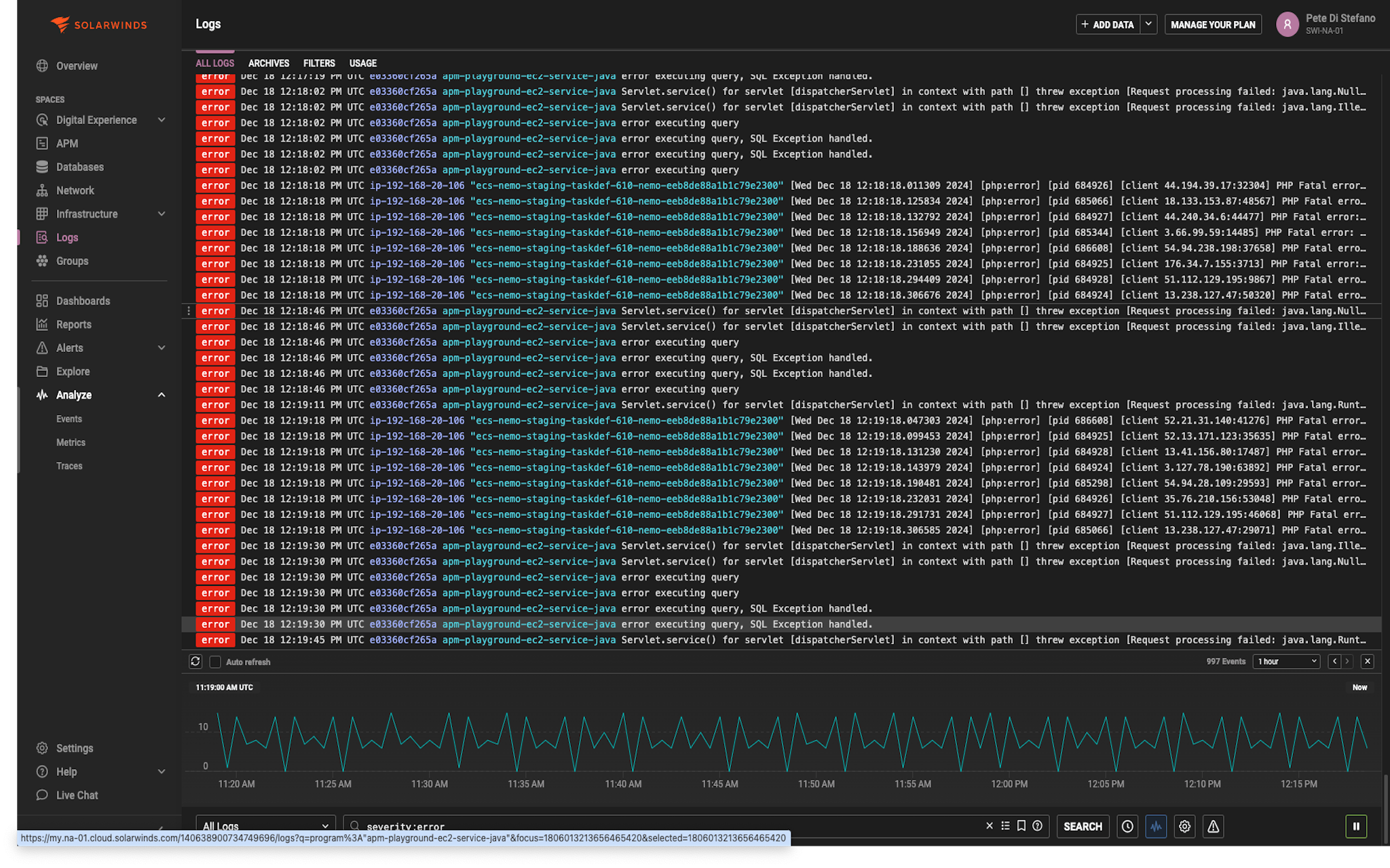 Log Monitoring and Management Software SolarWinds