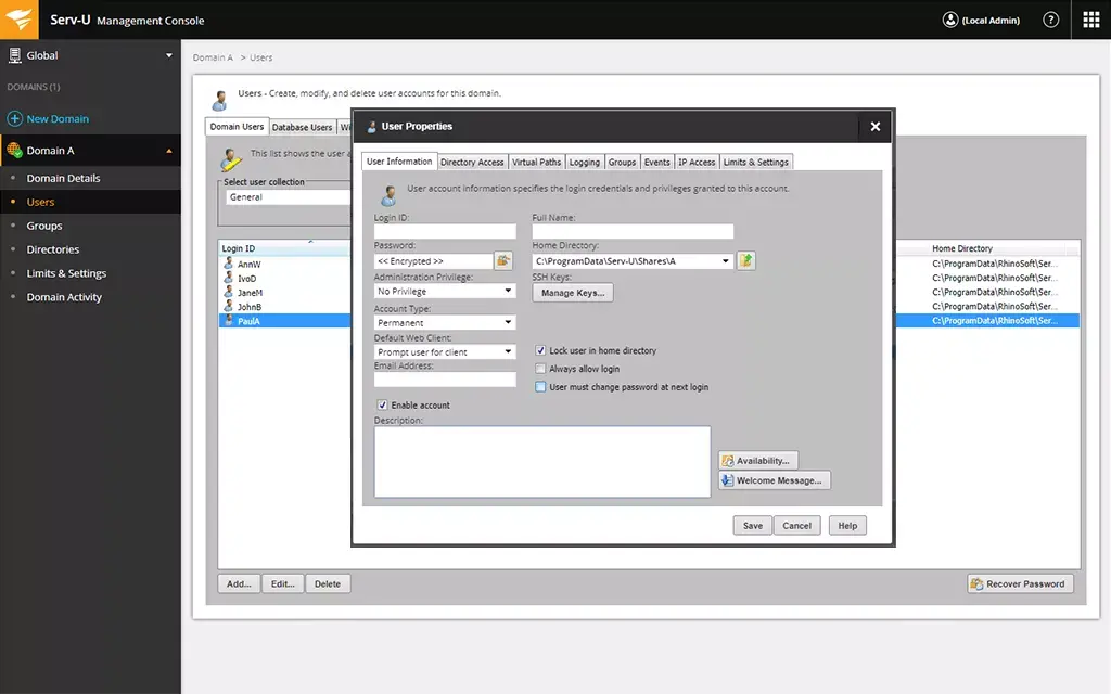 Active Directory or LDAP Authentication Serv-U Use Case Layout Feature Detail Image 1