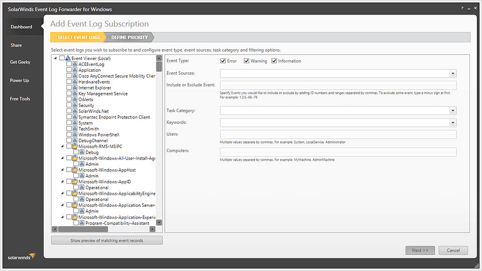 FREE Event Log Forwarder for Windows Product Hero - hero image