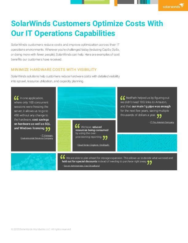 SolarWinds Customers Optimize Costs With Our IT Operations Capabilities ...