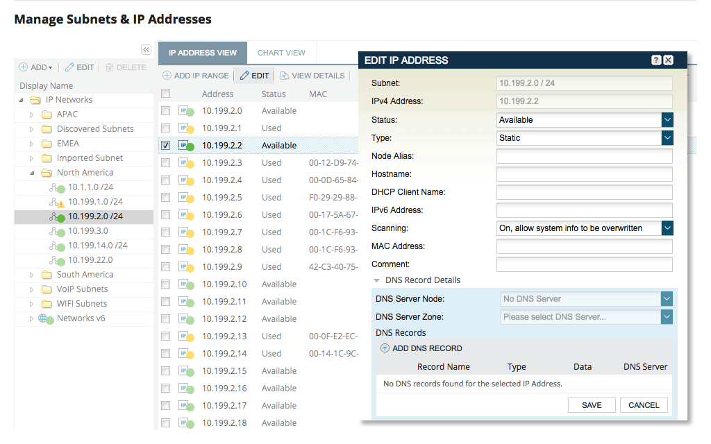 IP Control - Fix IP Conflicts - Embedded Tree Menu - IP Address Manager Tree Menu Tab 1 Image