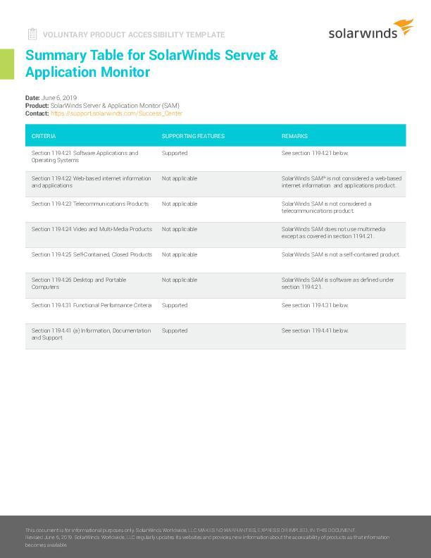 VPAT Datasheet Server & Application Monitor - pdf preview