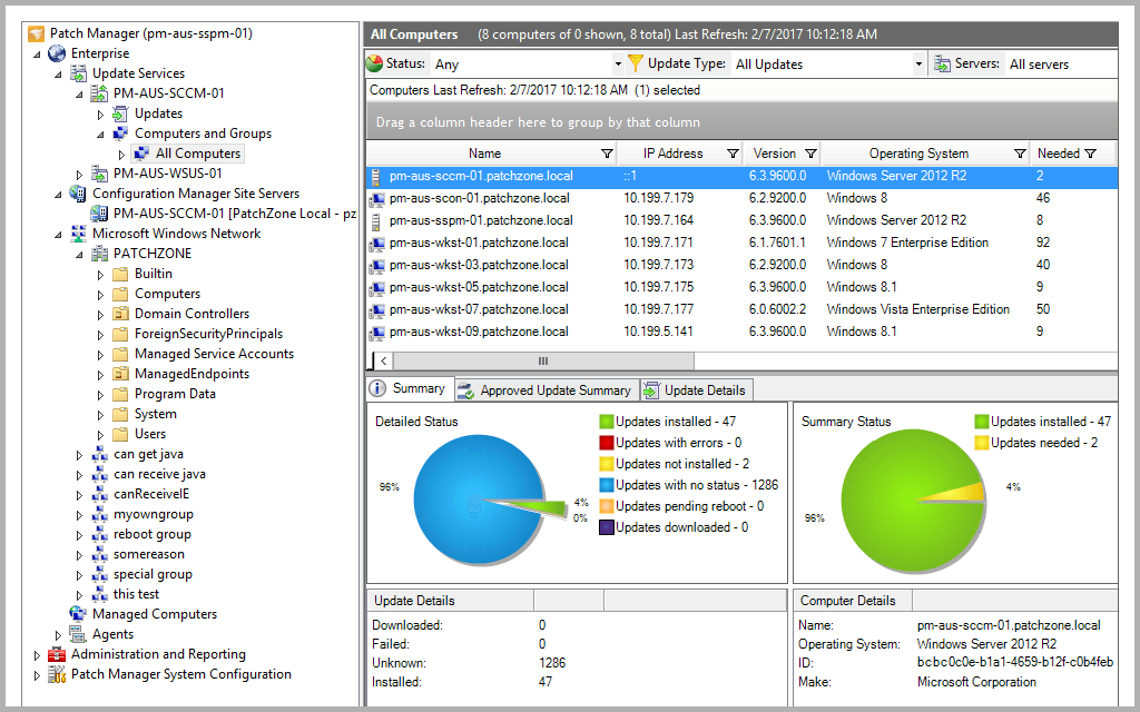 Screenshot from SolarWinds Patch Manager. 