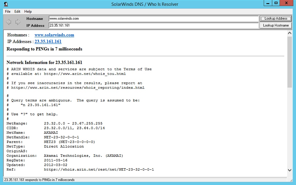 DNS Name & IP Address Resolution - Whois Tool