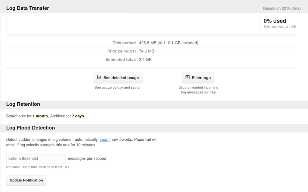 Cloud Syslog - Online Syslog Service  Papertrail 2 Features Array Item - features item image