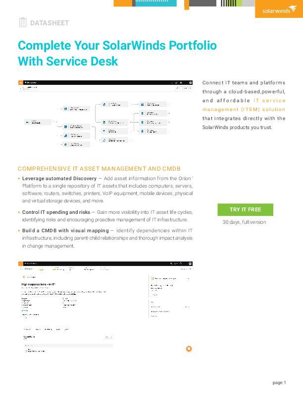 Complete Your SolarWinds Portfolio With Service Desk - pdf preview