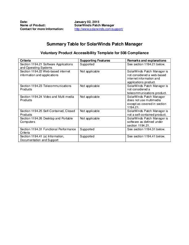 VPAT Datasheet Patch Manager - pdf preview