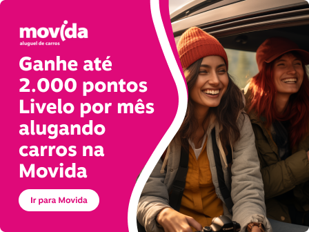 Ganhe até 2.000 pontos Livelo por mês alugando carros na Movida