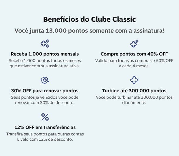 Confira aqui todos os benefícios do seu Clube Classic