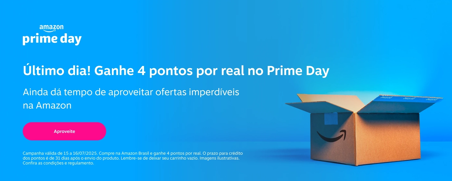 Último dia! Ganhe 4 pontos por real no Prime Day. Ainda dá tempo de aproveitar ofertas imperdíveis na Amazon.