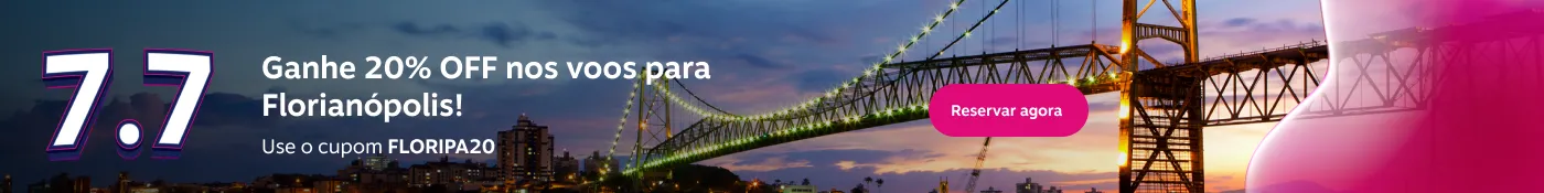 20% OFF em todos os voos para Florianópolis, utilizando o cupom "FLORIPA20", com pontos ou pontos + dinheiro no catálogo Livelo, em qualquer período., imagem clicável, ir para https://www.livelo.com.br/ofertas-passagens?destination=FLN&period=1-2%2C3-6%2C7-12%2C13-20