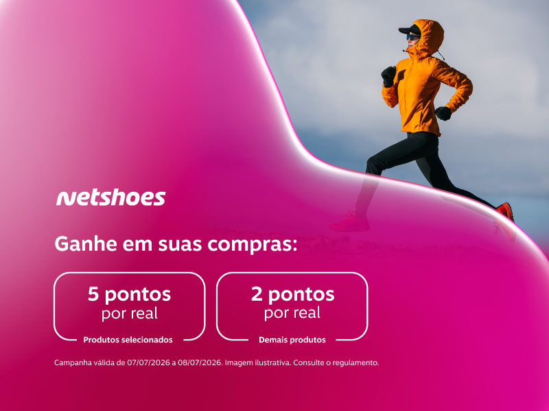 Ganhe em suas compras na Netshoes: 5 pontos por real em produtos selecionados e 2 pontos por real demais produtos 