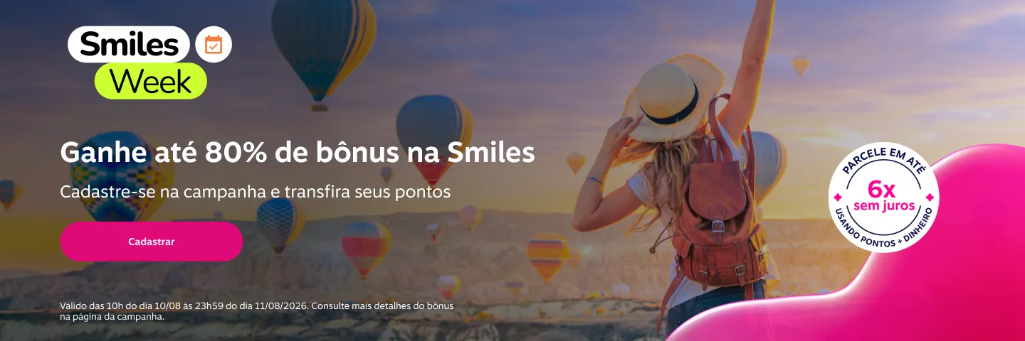Ganhe até 80% de bônus na Smiles. Cadastre-se na campanha e transfira seus pontos
