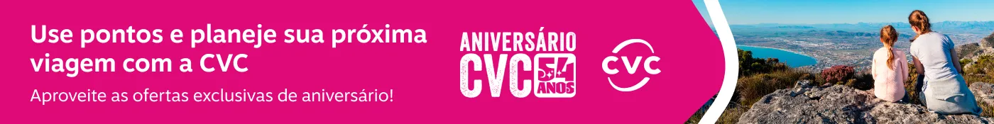 Use pontos e planeje sua próxima viagem com a CVC. Aproveite as ofertas exclusivas de aniversário!