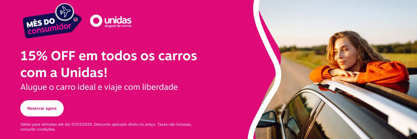  15% OFF em todos os carros com a Unidas! Alugue o carro ideal e viaje com liberdade, imagem clicável, ir para https://www.livelo.com.br/trocar-pontos/viagens/aluguel-de-carro