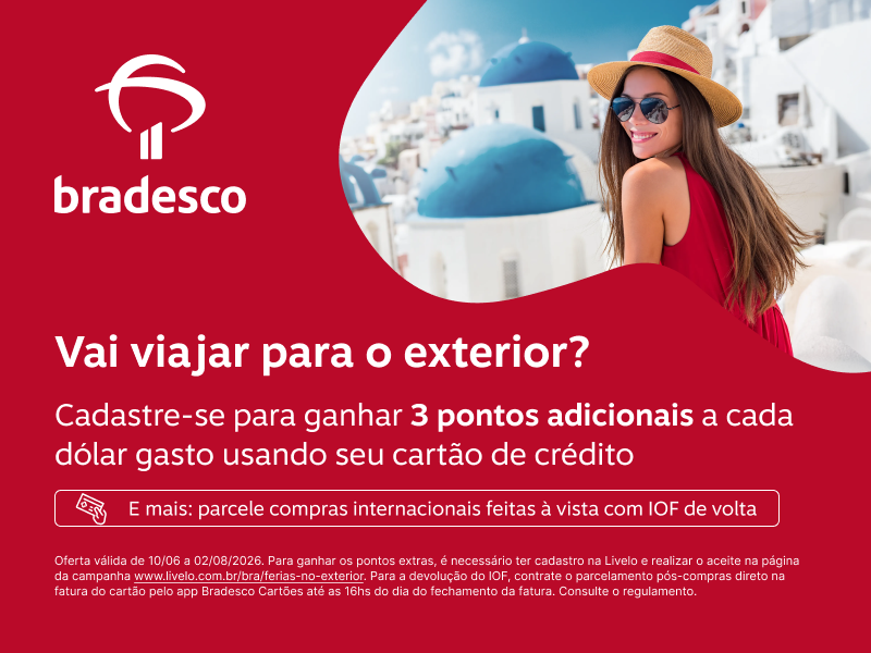 Vai viajar para o exterior? Cadastre-se para ganhar 3 pontos adicionais a cada dólar gasto no seu cartão de crédito.
