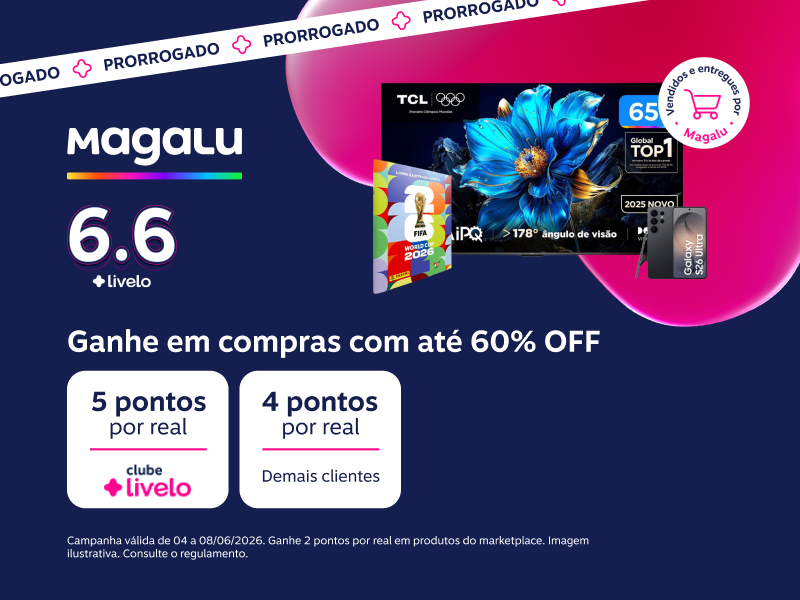 Ganhe em suas compras: 5 pontos por real para assinantes do Clube Livelo e 4 pontos por real para demais clientes
