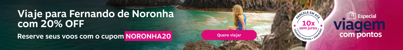 Viaje para Fernando de Noronha com 20% OFF. Reserve seus voos com o cupom NORONHA20, imagem clicável, ir para https://www.livelo.com.br/ofertas-passagens?destination=FEN&period=1-2%2C3-6%2C7-12